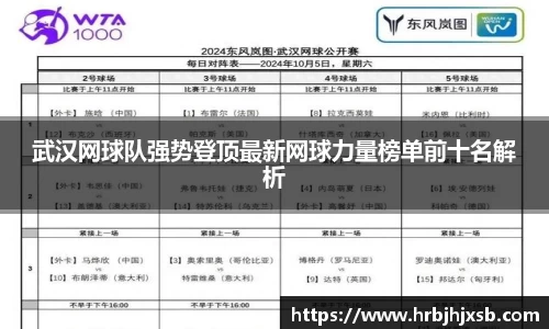 武汉网球队强势登顶最新网球力量榜单前十名解析